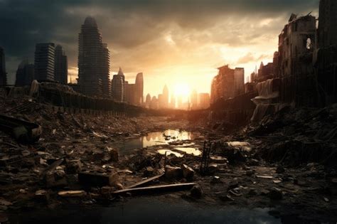 Premium Photo Modern City Devastated By War And Chaos Apocalypse Dark