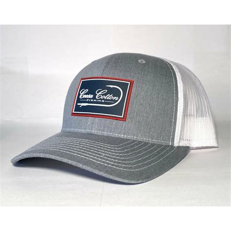 Heather Grey White Trucker Hat Rubber Patch Coosa Cotton