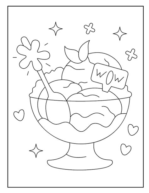 Premium Vector Cute Ice Cream Coloring Page