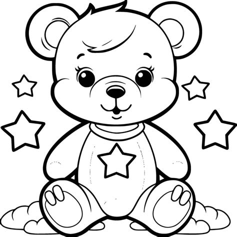 Teddy Bear Coloring Page Vector Art, Icons, and Graphics for Free Download