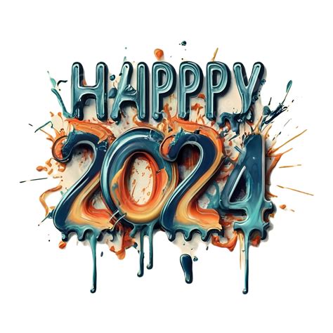 Feliz Ano Novo De 2024 Png Celebração Ano Novo 2024 Obra De Arte