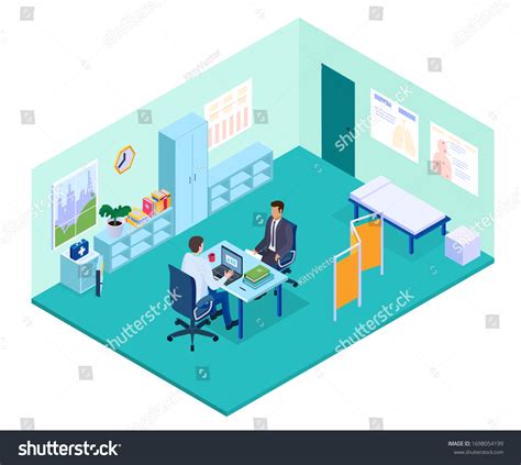 Isometric Doctor Office Vector Illustration 3d Stock Vector (Royalty ...