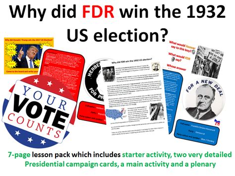 FDR & the 1932 election - 7 page full lesson (notes, campaign activity ...