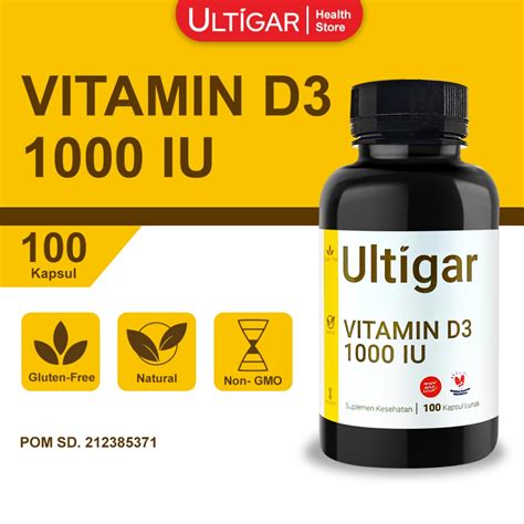 Jual Ultigar Vitamin D3 1000 Iu Botol Isi 100 Kapsul Lunak Natural