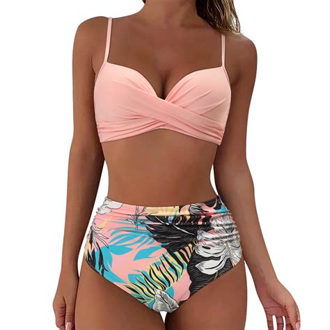 RXRXCOCO High Waist Bikini Set Sexy Criss Cross Push Up Two Pieces