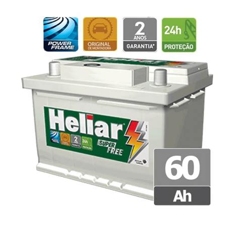 Tudo Sobre Bateria Heliar 60Ah Super Free HF60DD 24 Meses De