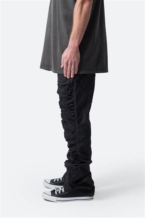 Ruched Stacked Drawcord Pants Black Mnml Shop Now