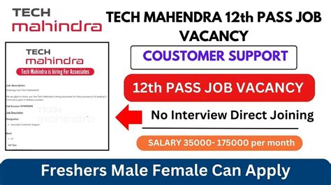 Tech Mahindra Job Vacancy For Freshers Customer Support Job