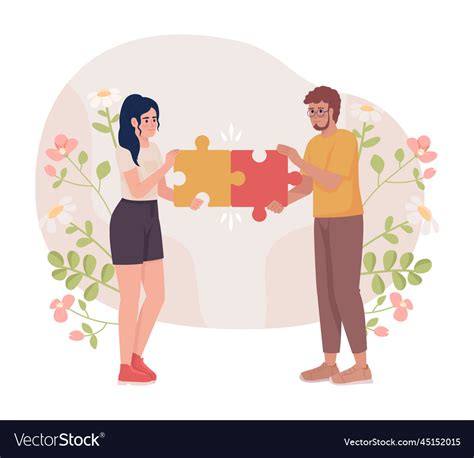 Couple Fixing Relationship Flat Concept Royalty Free Vector