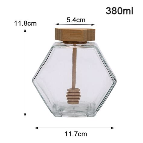 380ml Clear Glass Honey Jar And Spoon Jam Sauce Jar Storage Bottles And Jars