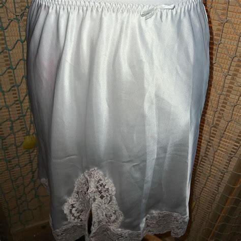 Vintage White Lace Trim Slip Skirt Size Depop