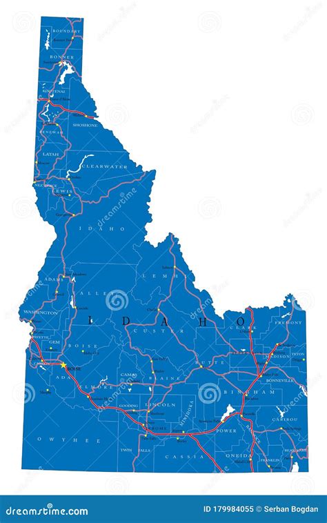 Idaho State Political Map Stock Vector Illustration Of Meridian