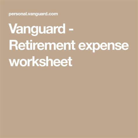 Vanguard Retirement Expense Worksheet