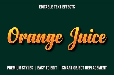 Premium Psd Orange Juice D Editable Text Effects Premium Psd