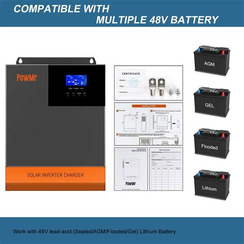 Powmr 5000w Hybrid Inverter Off Grid All In One Inverter 48v Dc To