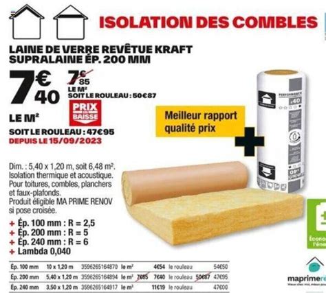 Promo Laine De Verre Rev Tue Kraft Supralaine P Mm Chez Brico D P T