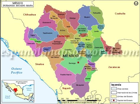 Mapa De Durango Estado De Durango Mexico