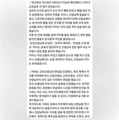 우리 아이 손이 친구 뺨에 맞았다대전교사 가해 학부모 입장문 네이트 뉴스