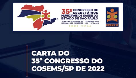 Carta Do Congresso Do Cosems Sp Cosems Sp Conselho De