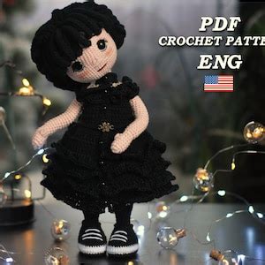 Crochet Doll Pattern Amigurumi Doll In Black Dress Doll With Two Sets