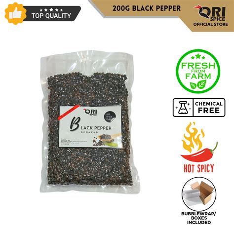 200g PREMIUM Sarawak Black Pepper Peppercorn Vacumm Pack Berry Lada