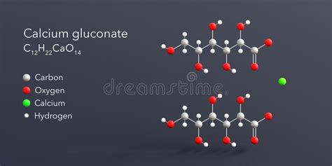 Calcium Gluconate Molecule 3d Rendering Flat Molecular Structure With