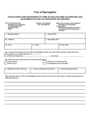 Fillable Online Application For Extension Of Time To File Income Tax