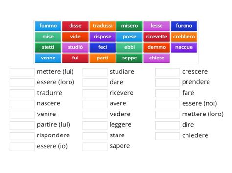 Verbi del passato remoto - Match up