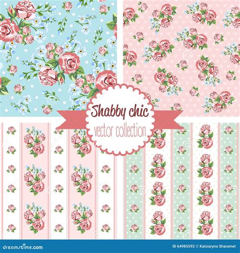 Shabby Chic Rose Patterns Set Seamless Pattern Vintage Floral Pattern