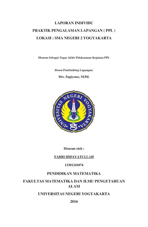 PDF LAPORAN INDIVIDU PRAKTIK PENGALAMAN LAPANGAN PPL PRAKTIK