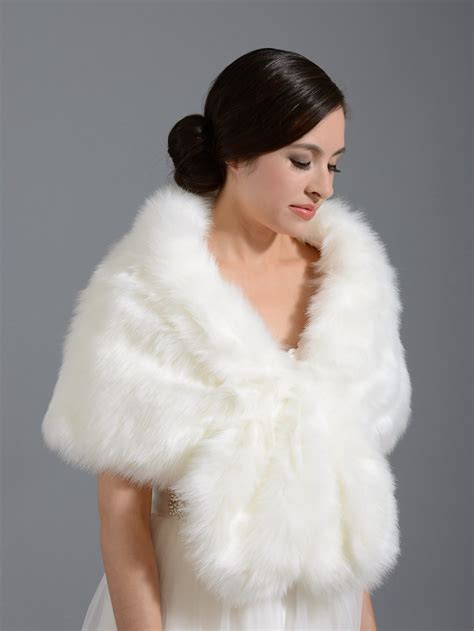 Faux Fur Wrap Bridal Shrug Stole Shawl Cape A001