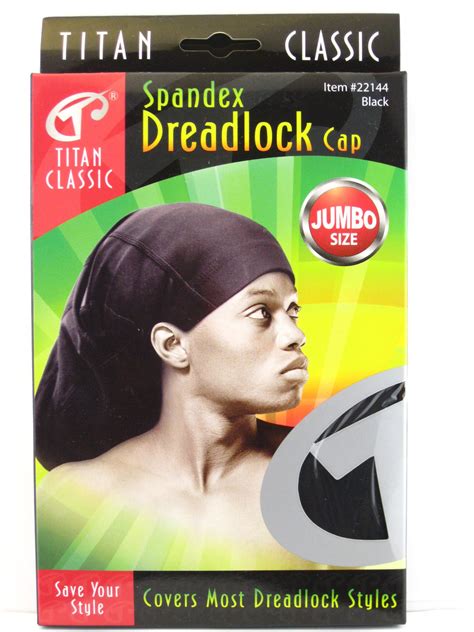 Titan Classic Spandex Unisex Adult Black Dreadlock Cap Jumbo Size