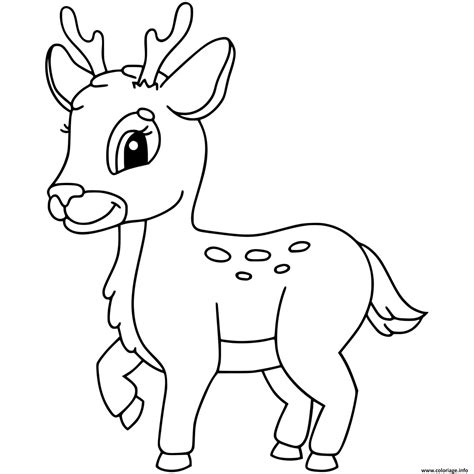 Coloriage Cerf Mignon Facile Dessin Cerf Biche Faon Imprimer