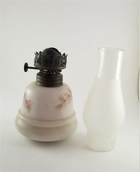 Small Antique Milk Glass Kerosene Lamp Kerosene Lamp With Etsy