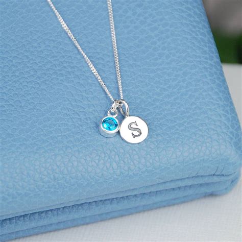 Sterling Silver Mini Initial And Birthstone Necklace By Penelopetom