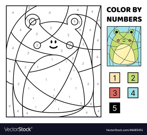 Frog Color By Number Squishmallow Coloring Page Vector Image