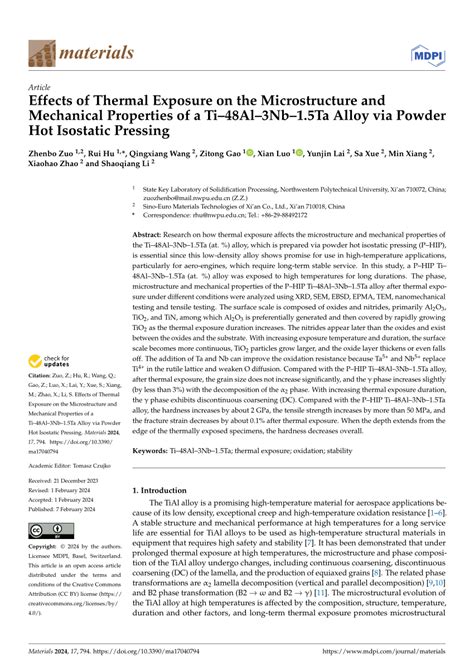 Pdf Effects Of Thermal Exposure On The Microstructure And Mechanical