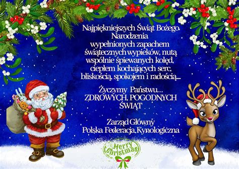 Świąteczne Życzenia Bożonarodzeniowe Polska Federacja Kynologiczna