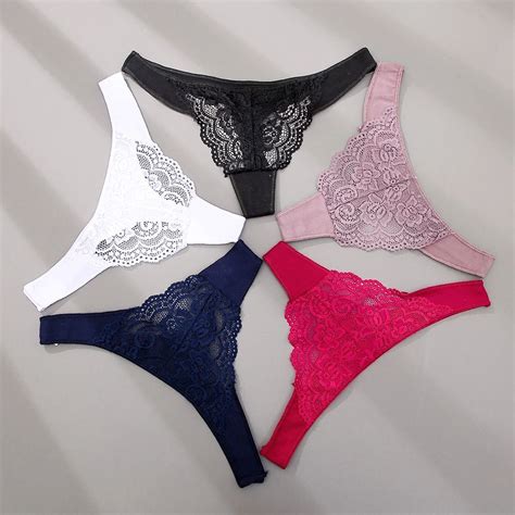 Flower Lace Low Waist G String Briefs Panties G String Panties V