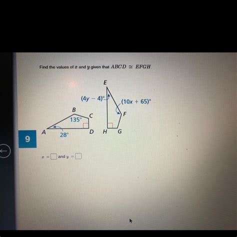 Free Find The Values Of X And Y Given That Abcd Is Congruent To Efgh