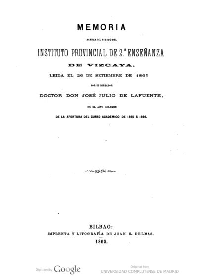 Memoria acerca del estado del Instituto Provincial de Segunda Enseñanza