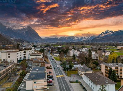 Aerial View Of Vaduz The Capital Of Liechtenstein 6970180 Stock Photo