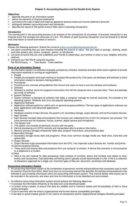 Ec Acctg 2 Chapter 2 Chapter 2 Accounting Equation And The Double Entry System Objectives