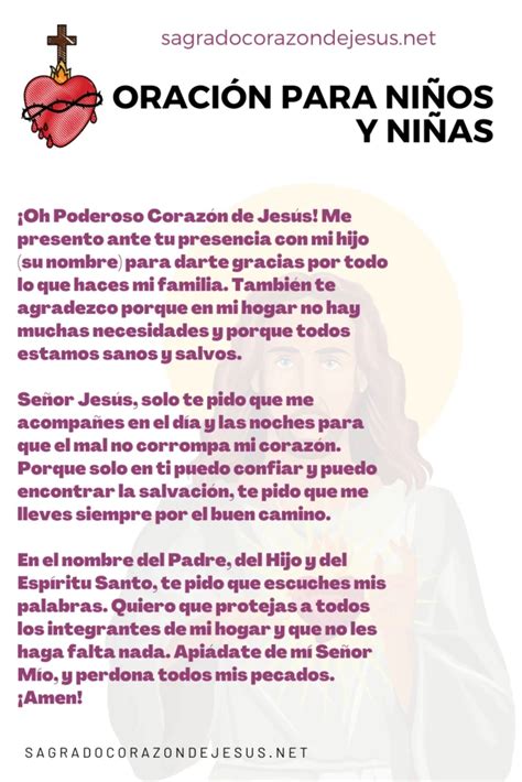 Oración Sagrado corazón de Jesús para niños del 2023 Papito Jesús