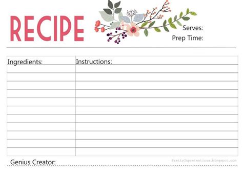 Printable Recipe Cards 4x6