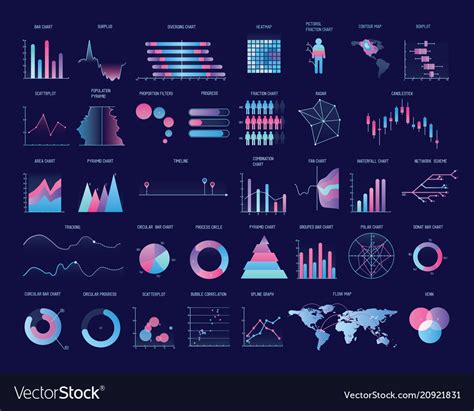 Collection Of Colorful Charts Diagrams Graphs Vector Image