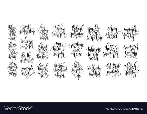 Set Of 25 Hand Lettering Inscriptions Text Vector Image