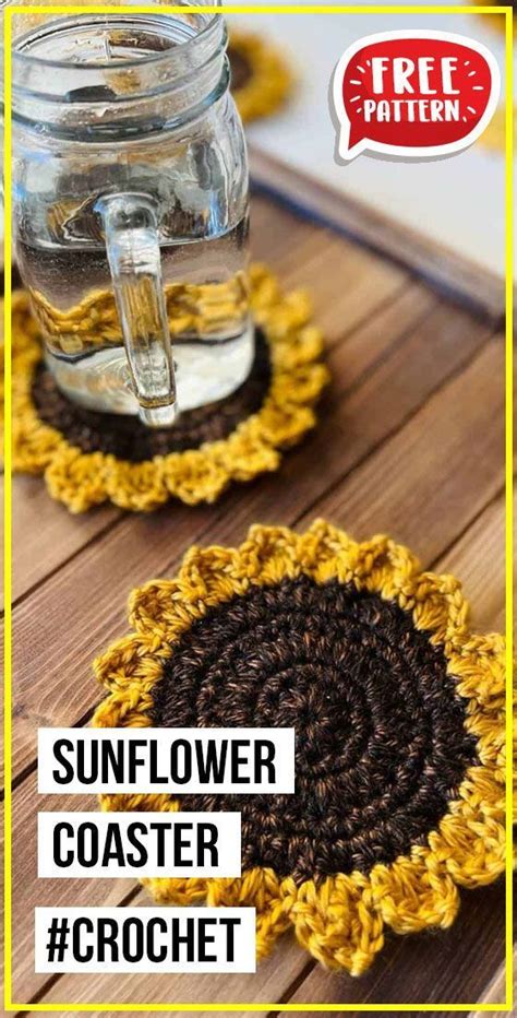 How To Crochet Coaster Crochet Sunflower Crochet Coaster Pattern