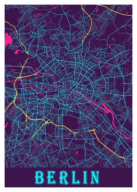 Berlin Germany Neon City Map Stock Illustration Illustration Of