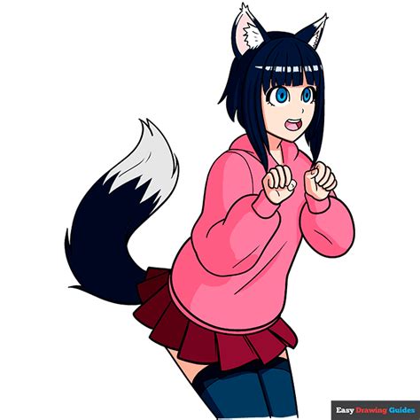 How To Draw An Anime Wolf Girl Easy Step By Step Tutorial